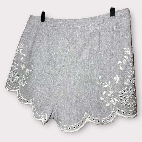 Free People Life's Too Short Scalloped Hem Short Heathered Gray Size 12 Linen - Picture 9 of 15